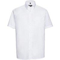Russell Collection Men's Oxford Easy-Care Short-Sleeved Formal Shirt in White | Size: 17.5 in