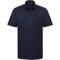 Russell Collection Men's Oxford Easy-Care Short-Sleeved Shirt in Navy | Size: 15.5 in