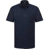 Russell Collection Men's Oxford Easy-Care Short-Sleeved Shirt in Navy | Size: 17.5 in