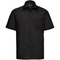 Russell Collection Men's Poplin Easy-Care Short-Sleeved Formal Shirt in Black | Size: 15.5 in