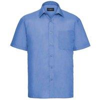 Russell Collection Men's Poplin Easy-Care Short-Sleeved Formal Shirt in Blue | Size: 18 inches