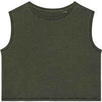 Native Spirit Women's Faded Cropped Tank Top in Khaki | Size: Small