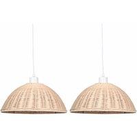 First Choice Lighting Set of 2 Colette - Rattan Dome Pendant Lightshades in Natural