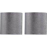 First Choice Lighting Set of 2 Silvery Grey Glitter 15cm Table Lamp Shades in Silver