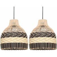First Choice Lighting Set of 2 Tanya - Natural Rattan Mix Pendant Lightshades in Brown