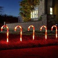 Marco Paul Pack of 6 Red Battery Powered Candy Cane Stake Lights