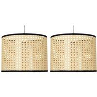 First Choice Lighting Set of 2 Woven - 25cm Wicker Easy Fit Pendant Shades in Natural