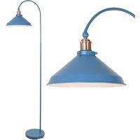 First Choice Lighting Maxwell - Mirage Blue Brushed Copper Floor Reading Lamp