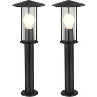 First Choice Lighting Set of 2 Treviso - Black Outdoor 50cm Post Lights