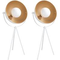 First Choice Lighting Pair of Retro White Tripod Table Lamps
