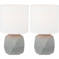 First Choice Lighting Set of 2 Wilson - Concrete Lamps in Grey