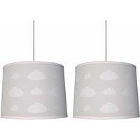 First Choice Lighting Set of 2 Clouds - Light Grey Easy Fit Fabric Pendant Shade in White