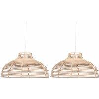 First Choice Lighting Set of 2 Katrina - Rattan Dome Pendant Lightshades in Natural