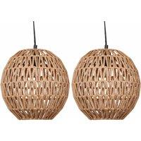 First Choice Lighting Set of 2 Kloe - Natural String Globe Pendant Lightshade