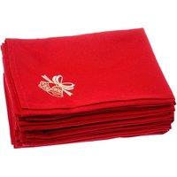 Neel Blue Green Christmas Table Napkin with Jingle Bell Embroidery - 20" x 20", 10pcs in Red