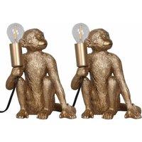 First Choice Lighting Set of 2 Gold Monkey Table Lamp or Bedside Lights