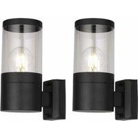 First Choice Lighting Set of 2 Storm - Black IP44 Outdoor Wall Lights