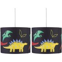 First Choice Lighting Set of 2 Dinosaur 25cm Light Shades in Black
