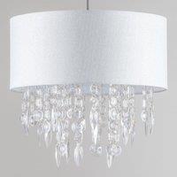 First Choice Lighting Large 40cm Easy Fit Shade Textured White Silver Fleck Acrylic Droplets