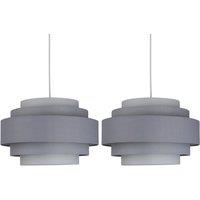 First Choice Lighting Pair of Grey Ombre 5 Tier Light Shades