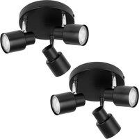 First Choice Lighting Set of 2 Black 3 Light IP44 Bathroom Round Spotlights