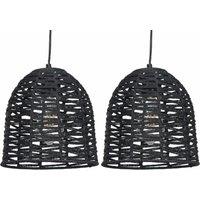 First Choice Lighting Set of 2 Kleo - Dark String Pendant Lightshade in Brown