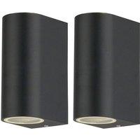 First Choice Lighting Set of 2 Drayton - Black Outdoor Twin Wall Lights