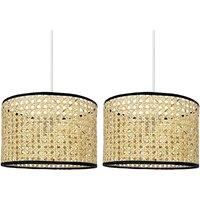 First Choice Lighting Set of 2 Kona - Natural Rattan 25 cm Easy Fit Pendant Shades