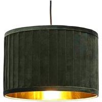 First Choice Lighting Sundance - Dark Green Velvet Pleated 30cm Lamp Shade with Gold Inner