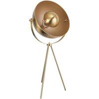 First Choice Lighting Industrial Style Satin Brass Tripod Table Lamp in Gold