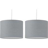 First Choice Lighting Set of 2 Grey Textured Cotton 30cm Pendant Lightshades