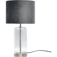 First Choice Lighting Walpole - Fluted Glass Brushed Chrome 49cm Table Lamp with Grey Shade in Silver