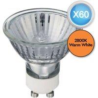 First Choice Lighting Pack of 60 - 50 Watt Halogen GU10 Warm White Dimmable Light Bulbs in Clear