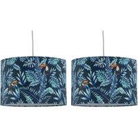 First Choice Lighting Set of 2 Toucan - Velvet Toucan 30cm Pendant or Table Lamp Shades in Blue