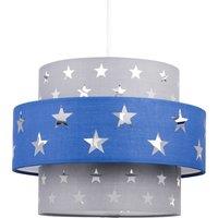 First Choice Lighting Navy Blue & Grey Star Two Tier Light Shade