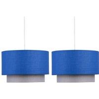 First Choice Lighting Pair of Blue & Grey 2 Tier Light Shades