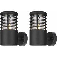 First Choice Lighting Set of 2 Bloom - Black IP44 Outdoor Wall Lights