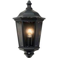 First Choice Lighting Sienna - Black Outdoor Half Lantern Wall Light with PIR Motion Sensor