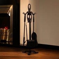 Marco Paul 5pc Cast Iron Fireside Accessory Set in Black