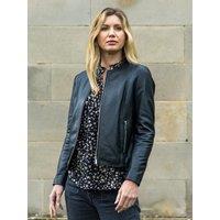 Lakeland Leather Women's 'Crosby' Collarless Leather Jacket in Black | Size: 16