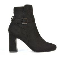 XY London Women's 'Mary' Block Mid High Heel Shoe Booties With Buckle Strap in Jet Black | Size: 6