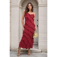 Gracie V-neck Tiered Ruffle Backless Maxi Dress