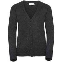 Russell Collection Women's Knitted V Neck Cardigan in Charcoal | Size: 8