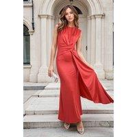 IKRUSH Women's Nadia Sleeveless Gathered Maxi Dress With Drape in Red | Size: 2XL