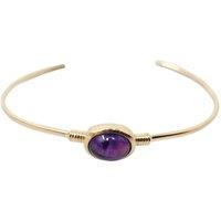Harfi Women's 18ct Gold Plated Purple Amethyst Bangle | Size: 7 inches