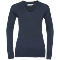 Russell Collection Women's Marl V Neck Sweatshirt in Navy | Size: XL