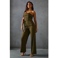 Bandeau Belted Wide Leg Jumpsuit