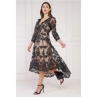 Scalloped Lace Dipped Hem Midi Dress