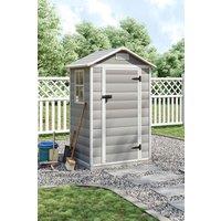 H&O Direct 4.4 x 3.4 FT Plastic Garden Storage Shed with Lockable Hinged Door in Grey
