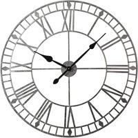 Home Garden Direct EOS - Skeleton Wall Clock with Roman Numerals - 80x80cm in Silver | Size: 80x80 cm